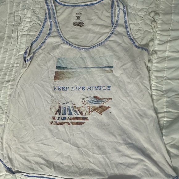 Secret Treasures White and Blue Pajama Tank Top - Picture 1 of 2